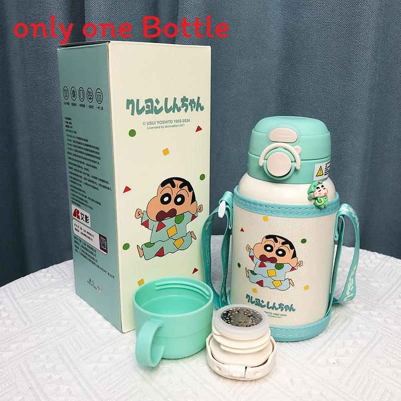 Crayon Shinchan Kids Travel Insulated Water Bottle With Straw Handle For Outdoor Activities