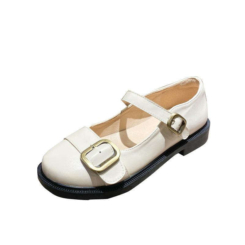 Single Shoes Women'S Small Leather Shoes Women'S Flat French Round Head Loafers Retro Mary Jane Shoes