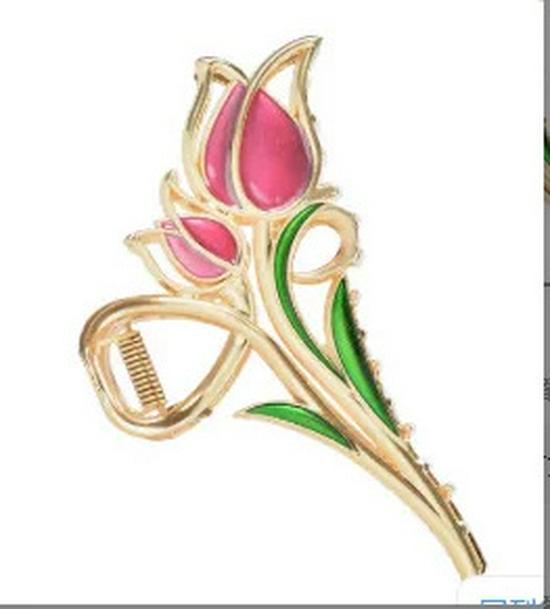 Tulip Pearl Drip Oil Metal Hair Clip - Large Bun & Shark Style Accessory