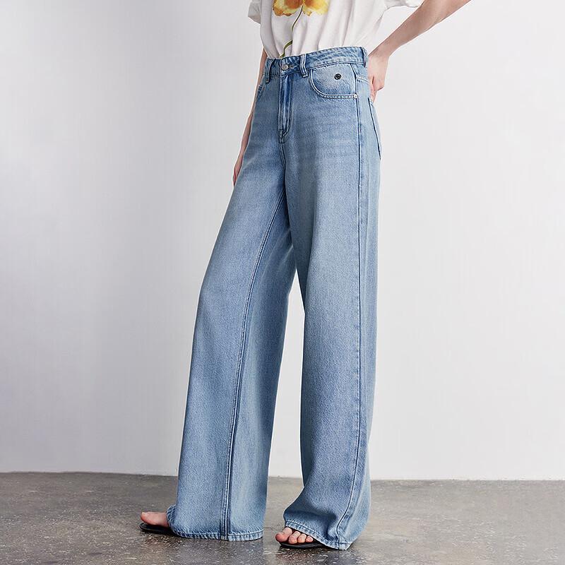 Chuyu JiaoDian Women's Floral Embroidered Wide-Leg Jeans