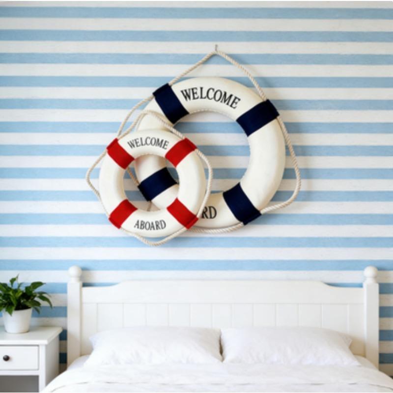 Klassischer Rot-Blauer Rettungsring Schreibtischdekoration, Nautisches Ornament - Perfekt für Home Office, Regal oder maritime Themenzimmergestaltung
