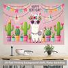 2D plane flowered camel cactus birthday background cloth for party decoration suitable for families polyester fiber