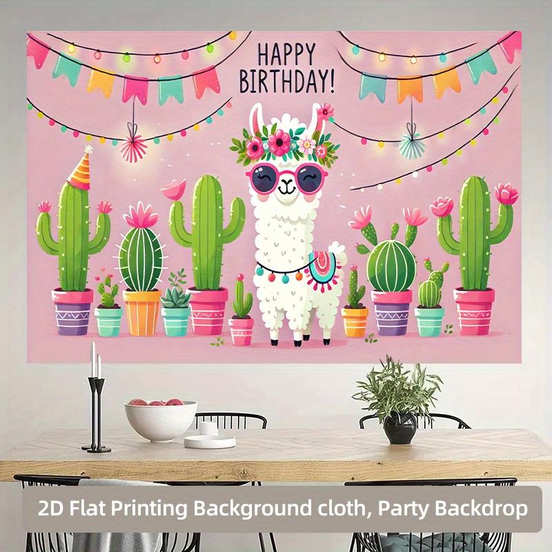 2D plane flowered camel cactus birthday background cloth for party decoration suitable for families polyester fiber