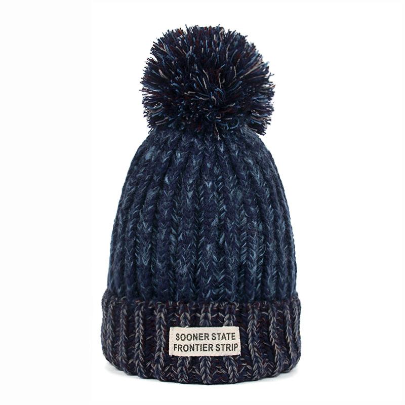 

New hat women s wool pullover hat outdoor color matching hat темно-синього кольору