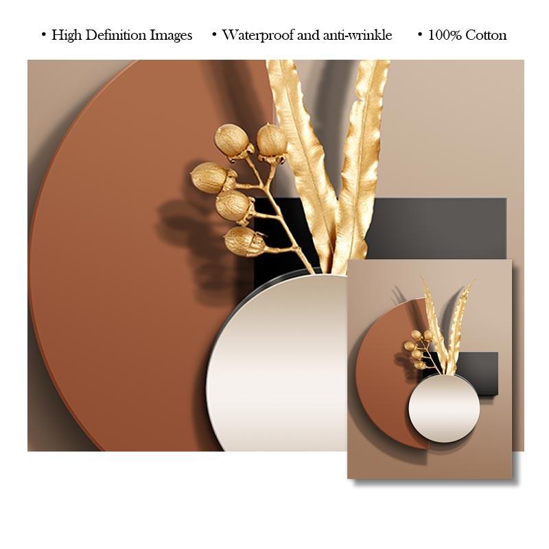 Poster Canvas Geometric Negru Cupru Artă de Perete Abstractă Pictură Nordică Imagine Camera de Zi Decor Acasă