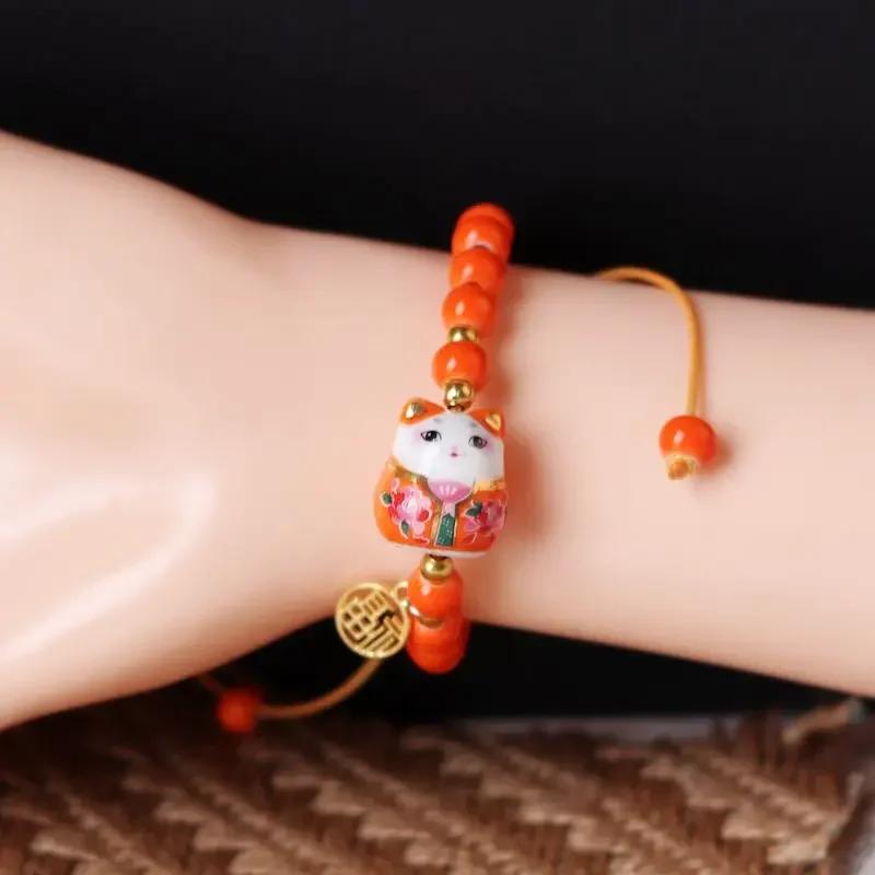 b03 Bracelet Niche Retro Colorful Beaded Bracelets Harajuku Exquisite Ceramics Anime Pendant Charm Bracelets Hit Product Jewelry