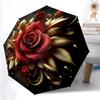 1pc Red Rose Gold Leaf Folding Umbrella, Durable, Suitable for Outdoor Activities or Rain, Suitable for Commuting Yy251027115