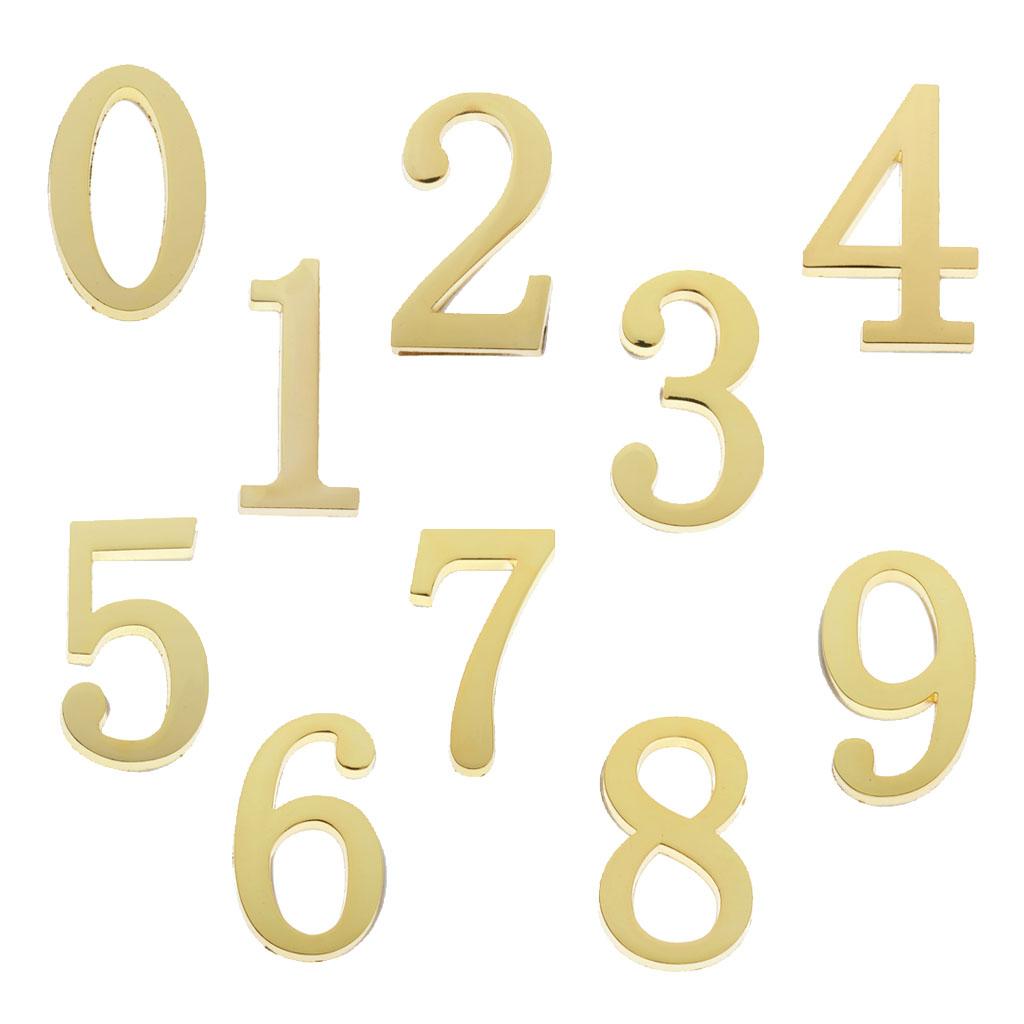 Golden Metal Digit Door Numbers Sign Plate DIY Mailbox House Outdoor 1