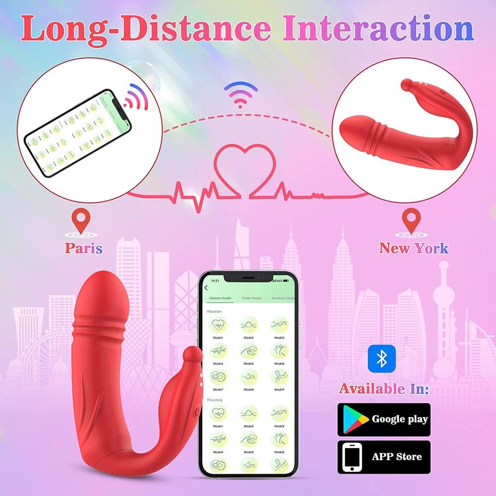 Wireless APP Control Vibrator Bluetooth Telescopic Vibrating Dildo Clitoral G Spot Vibration Massager Dildo Sex Toys for Women
