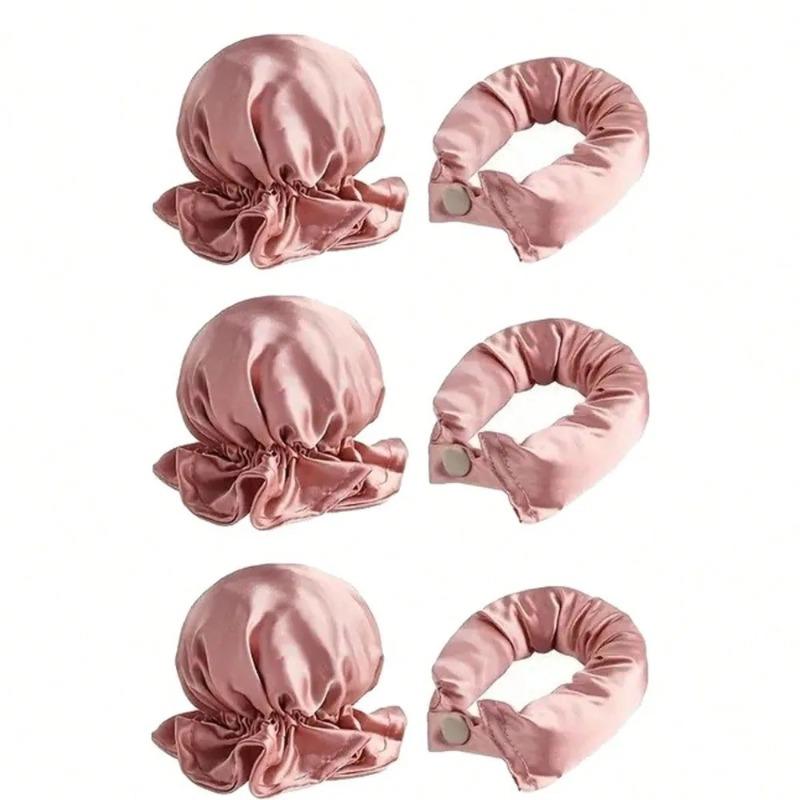 2/4/6Pcs Satin Heatless Curling Set Overnight Curl Blowout Rods Soft Hair Curlers To Sleep In Bun Bons Heatless Curls Bonnet Cap