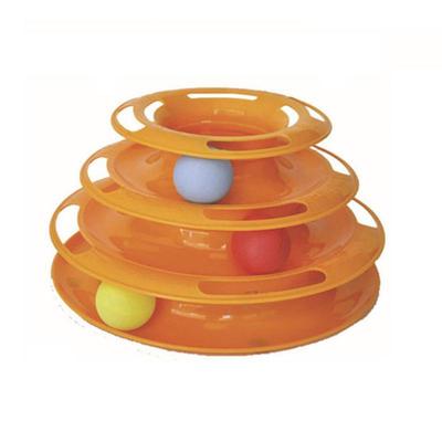 Three Levels Pet Cat Toy Tower Tracks Disc Cat Intelligence Amusement Triple Pay Disc Cat Toys Ball Training Amusement Plate