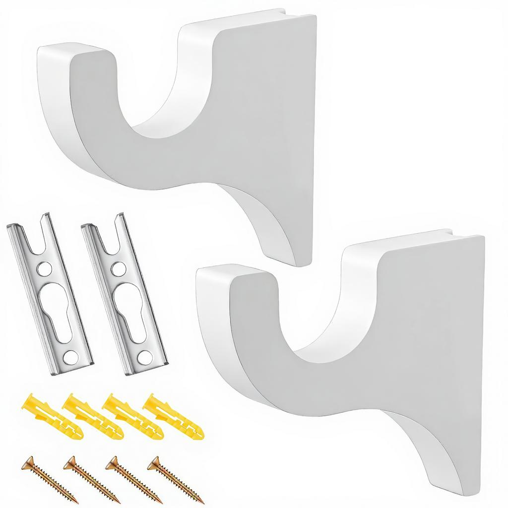 2Pack Curtain Rod Holder for 2in Pole Classics 3 1/2in Return Bracket for Bathroom Bedroom Living Room Kitchen