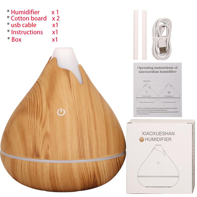 350ML USB-Aromaöl-Diffusor Holz elektrischer Luftbefeuchter Ultraschall-Luftbefeuchter Mini-Aromatherapie LED-Licht Nebelhersteller für Zuhause