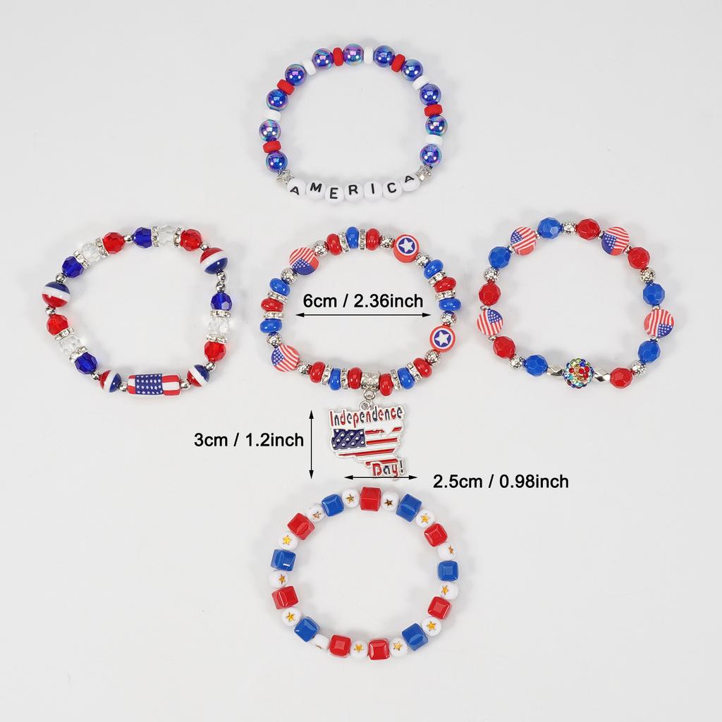 New American Flag Bracelet Red, White and Blue Beaded Bracelet American Independence Day Bracelet Wholesale