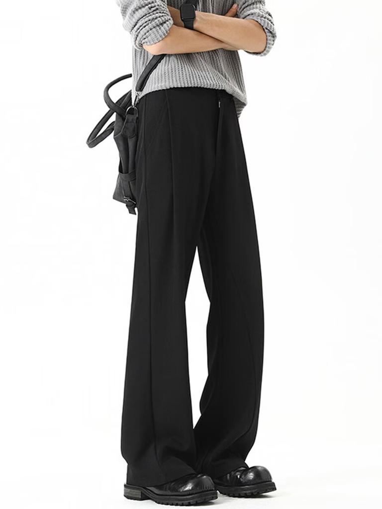 American black drape trousers men's high street new trendy brand straight versatile micro-pull casual long pants