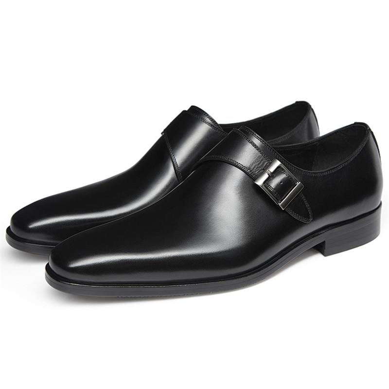 Men's Pointed Toe Business Formal Shoes Genuine Leather British Style First Layer Leather Shoe Buckle Party Wedding Oxford Shoes