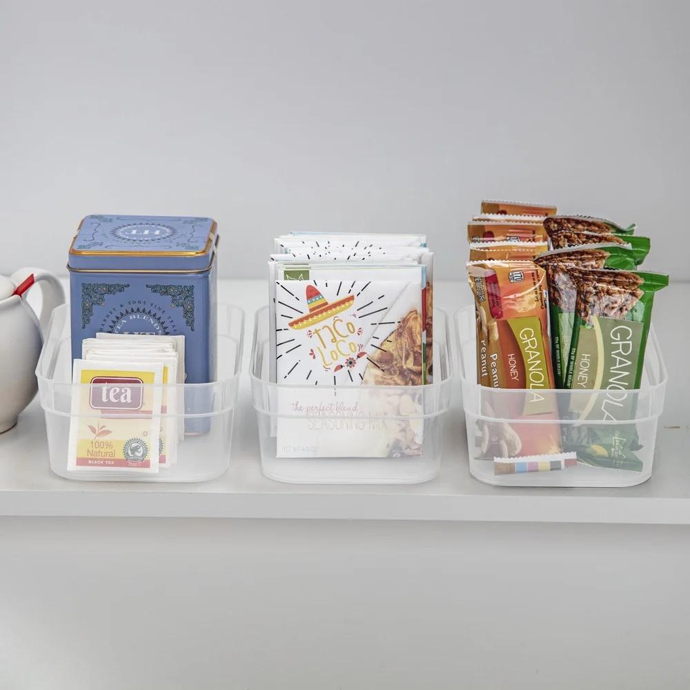 Medium Clear Plastic Storage Trays Set of 3 Modular Organizer Bins Home Office Kitchen Bathroom Drawer