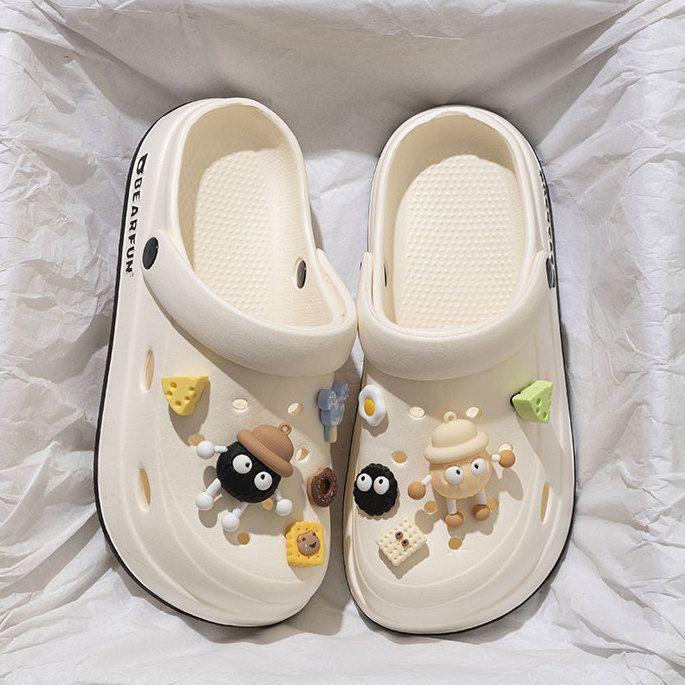 Летние тапочки-слайдеры с рисунком из мультфильмов Нескользящая пляжная обувь Baotou с толстой мягкой подошвой 36-37 слоновая кость 990₽