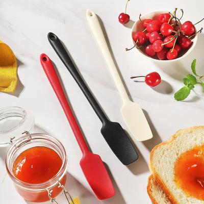 1pcs Long Handle Rubber Spatula Non-Stick Silicone Jar Spatula Stainless Steel Core Heat Resistant Silicone Scraper Baking