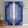 Mandala Bohemian Tiles Floral Soft Tulle Transparent Curtains for Living Room Decoration Window Panel Curtain for Bed Chamber Sheer Fabric Silk-like