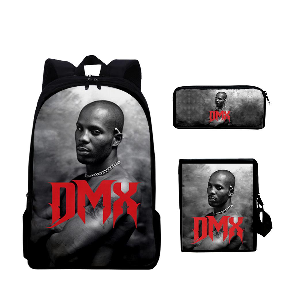 Classique Populaire Earl Simmons DMX Impression 3D 3 pièces/Ensemble élève Sacs d'école Sac à dos pour ordinateur portable Sac à dos Sac à bandoulière incliné Trousse à crayons