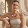 Klobiger Bunter Perlen-Choker Harzperlen-Halskette Boho Urlaubs-Halskette für Damen Tägliches Tragen Sommer Strandurlaub Schmuck