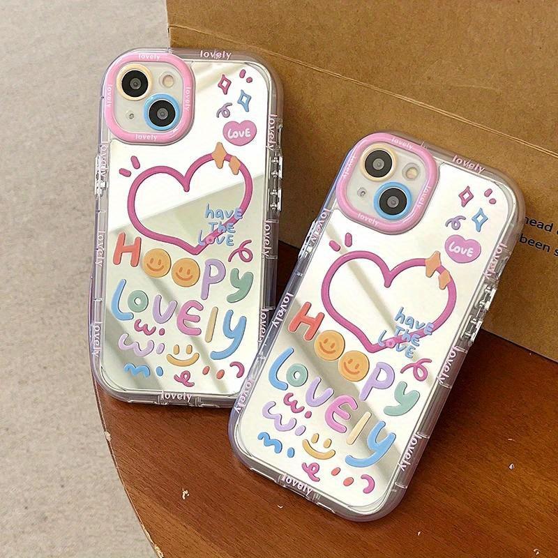 Cute Girl Heart-shaped Mirror Phone Case Suitable for iPhone 17 16 15 14 13 12 11 Pro/Max/Plus Anti Drop and Shockproof