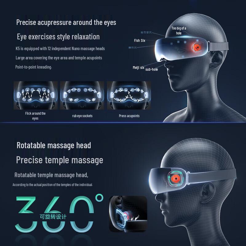 SKG K5 Smart Eye Massager with Heat and Bluetooth CN plug (adapter included)