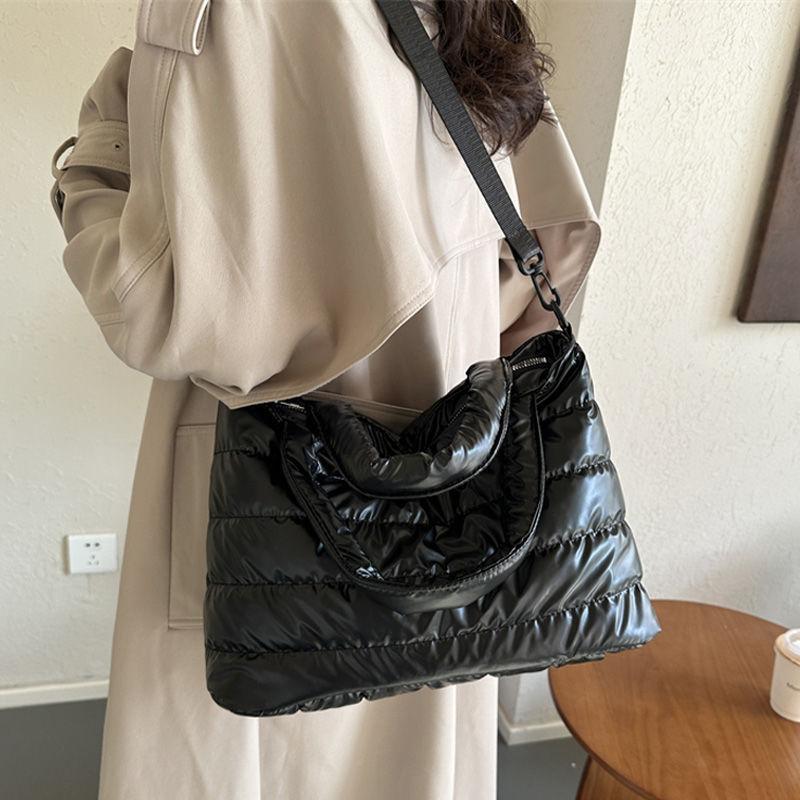Cotton clothes women's bags spring and summer new embroidered thread space cotton shoulder handbag fashion glossy women's messenger bag