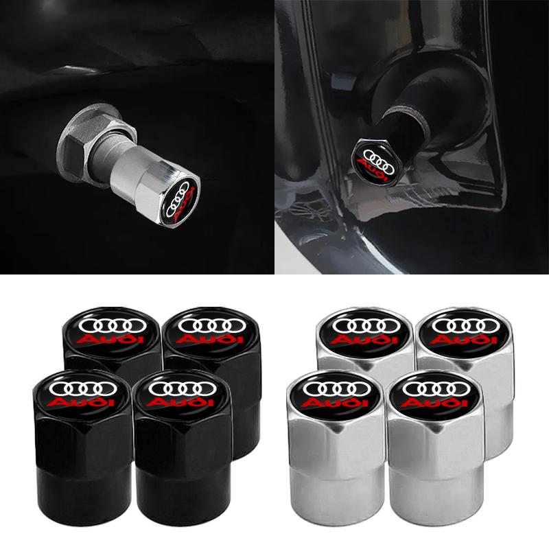4Pcs Car Wheel Tires Bolt-in Valve Caps Badge Car Accessories For Audi S5 S6 S7 S4 S8 TT TTS A4 B8 A3 B6 A6 C7 C6 B7 Q5 Q7 C5 A5 B5 A7 A1 B9 Q3 A8L Q8