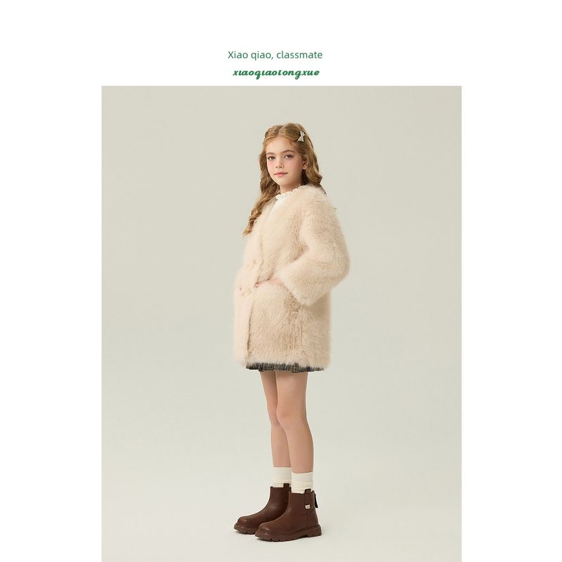Children's Fur Outwear 2025 Autumn and Winter New Style Girls' Imitation Fox Fur Short Cardigan Little Girl's Fur Outwear