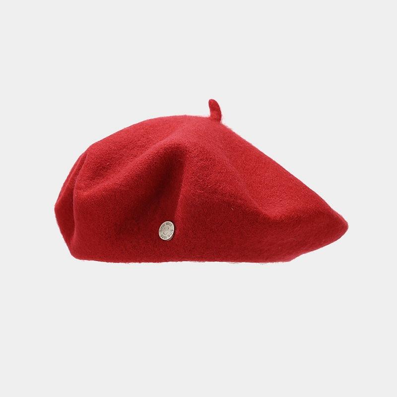 Ins Metal Standard Beret Autumn and Winter Retro Temperament Literary Painter Hat Showing Face Small Woolen Bud Hat Female