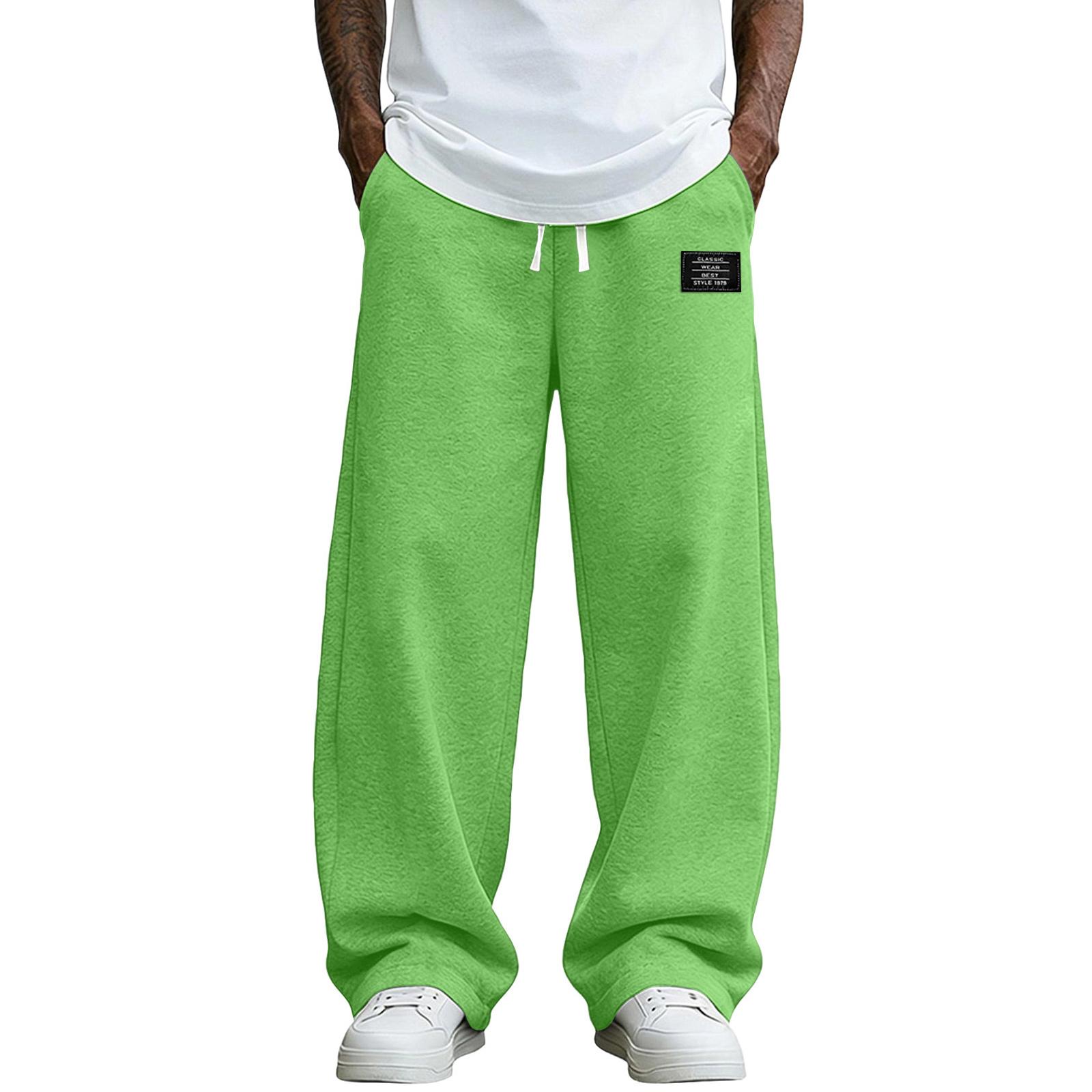 Heima B Heren losse wijde sweatpants met verstelbare trekkoord tailleband en opgestikte zakken Casual atletische broek M groen