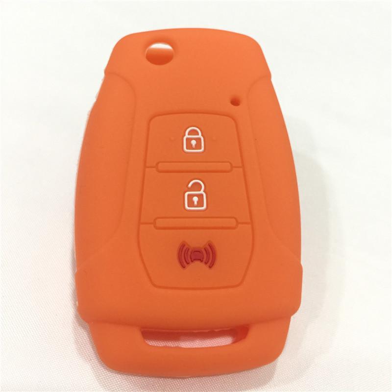 

3 buttons Interior Accessories silicone car key cover case for Ssangyong Tivoli 2020 Rexton Korando C Keyless помаранчевий