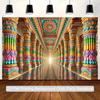 2D Indian Temple Corridor Backdrop, Colorful Ornate Pillar for Hindu Festival Photography