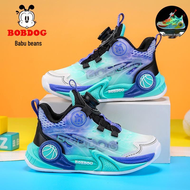 Bobodou Kids' Luminous Running and Basketball Shoes with Rotating Button