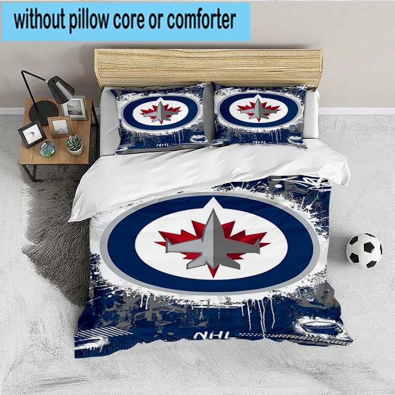 Jets Hockey Team 3PCS Bedding set,Ideal for 1pc Duvet Cover And 2pcs Pillowcases Perfect for Fan gift,Ideal for Bedroom, Dormitory