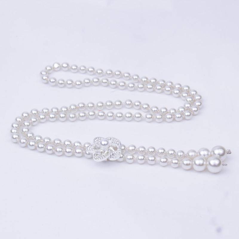 Single Row Imitation Pearl Waist Chain Dress Summer Belt Bow Buckle Pentagram Multi-Buckle Multi-Style