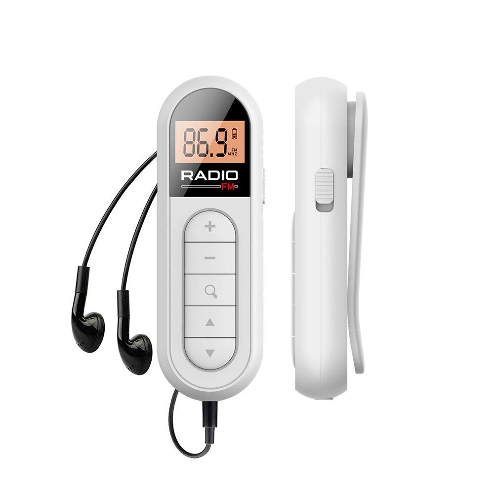 

[Mini Portable FM Radio] Rechargeable Mini Portable FM Radio with Clip - Suitable for Meetings, Tours- Comes with Earphones білий