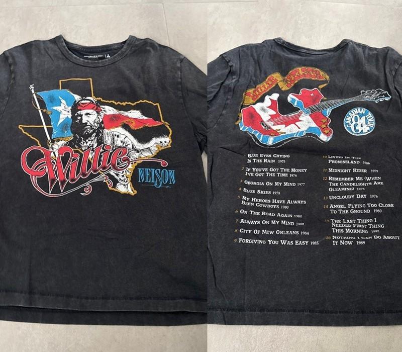 Willie Nelson tour 84 2 sided Canadian Tour Basic Black Unisex T shirt NH24964 XXL