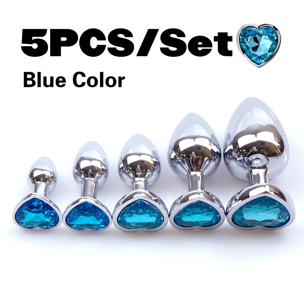 Stainless Steel Anal Plug Heart Shape 5 Sizes Crystal Anal Plug Removable Butt Plug Stimulator Anal Sex Toys Prostate Massager