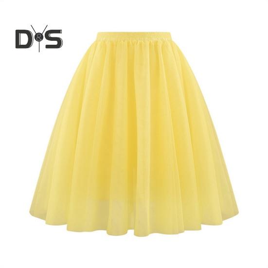 Damen Retro Ballettrock Elastischer Hoher Taille 3-Lagen Tüll Petticoat Tanzrock Karneval Cosplay Tutu Rock