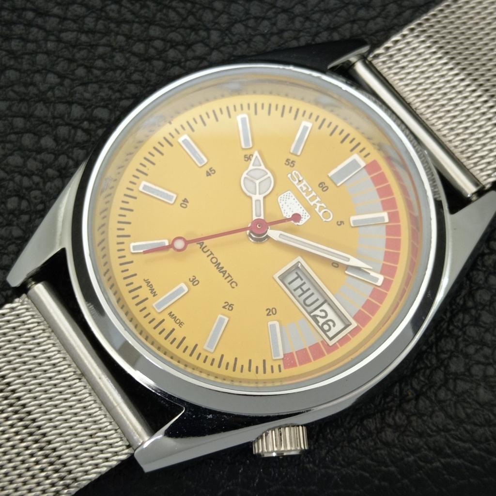 VINTAGE REFURBISHED SEIKO 5 AUTOMATIC 6309A JAPAN MENS YELLOW WATCH A441127-4 Sk-a441127