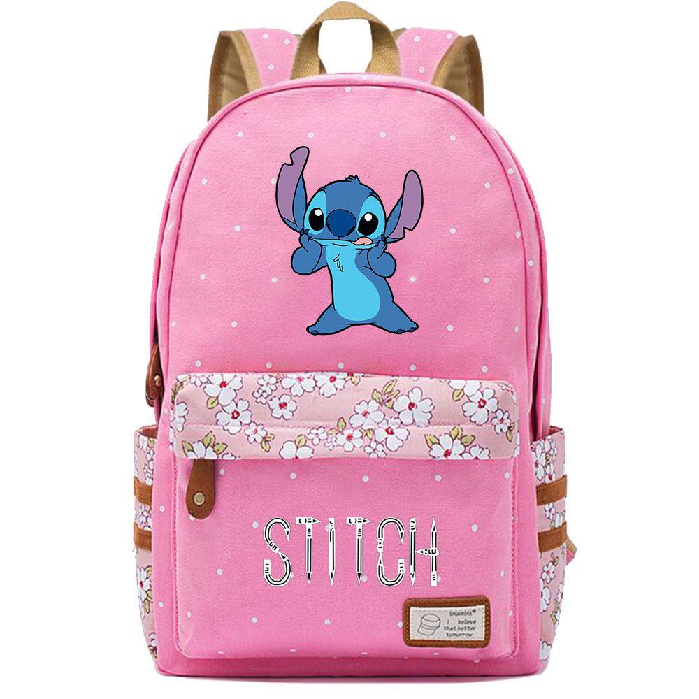 Lilo Stitch Backpack In Pink Or Blue Perfect For School Or Travel Made From High-quality Oxford Cloth