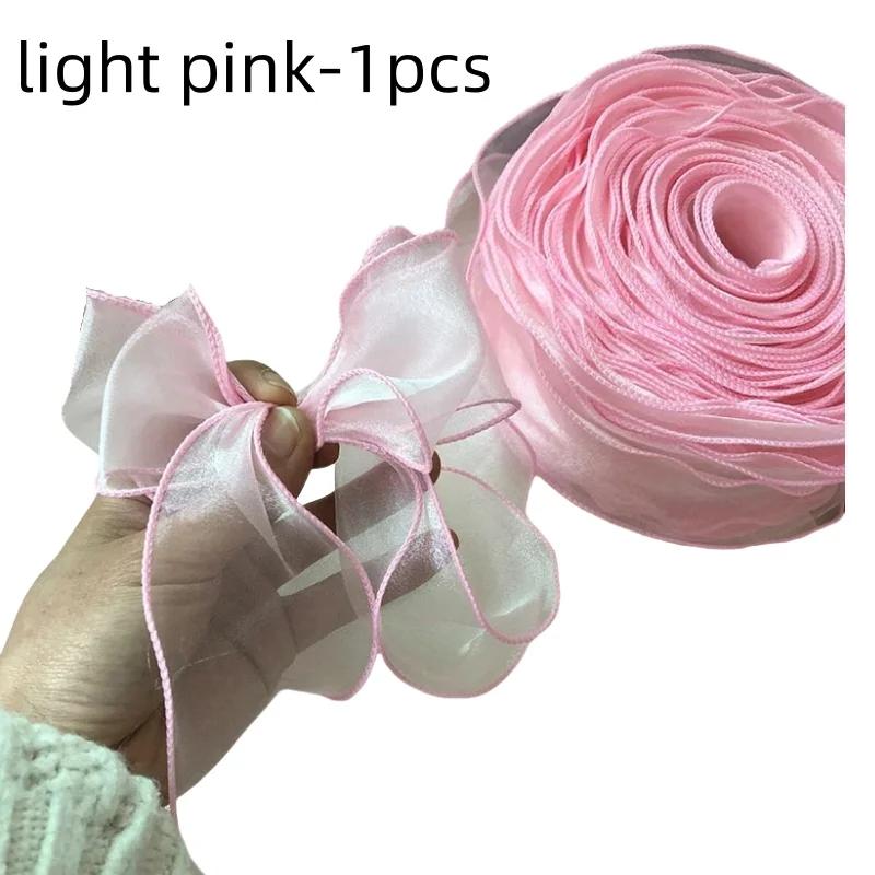 5M Organza Ribbon Wavy Edge Mesh Ribbon Strip DIY Bouquet Wrapping Supplies Handmade Bow Crafts Material Festival Party Decor