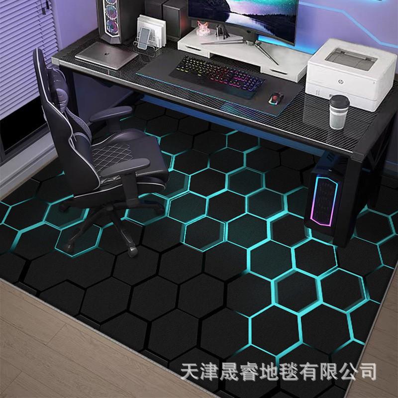 Gaming Room Rug Chair Mat Floor Protection Non-Slip Geometric Crystal Velvet Carpet Living Bedroom Study
