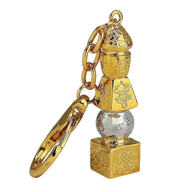 

[YISHUI] (Isui) feng shui 3 colors 5 elements Five elements pagoda key ring Five Yellow Pagoda decoration energy amulet Good luck goods relationship