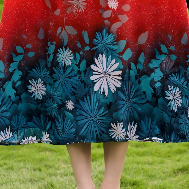 Plus Size Women's Half Sleeve Midi Dress, Casual Loose Floral Print Daily Wear Dress for Ladies