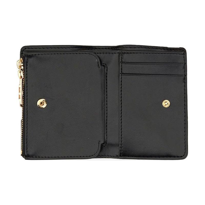 MICHAEL KORS Metal Logo Snap Button Closure Cowhide Wallet Women's Black