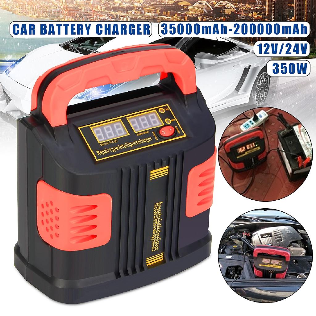 24V 200Ah Portable Electric Car Emergency Charger Booster Intelligent Pulse Repair Type ABS LCD 2 Modes Battery 350W